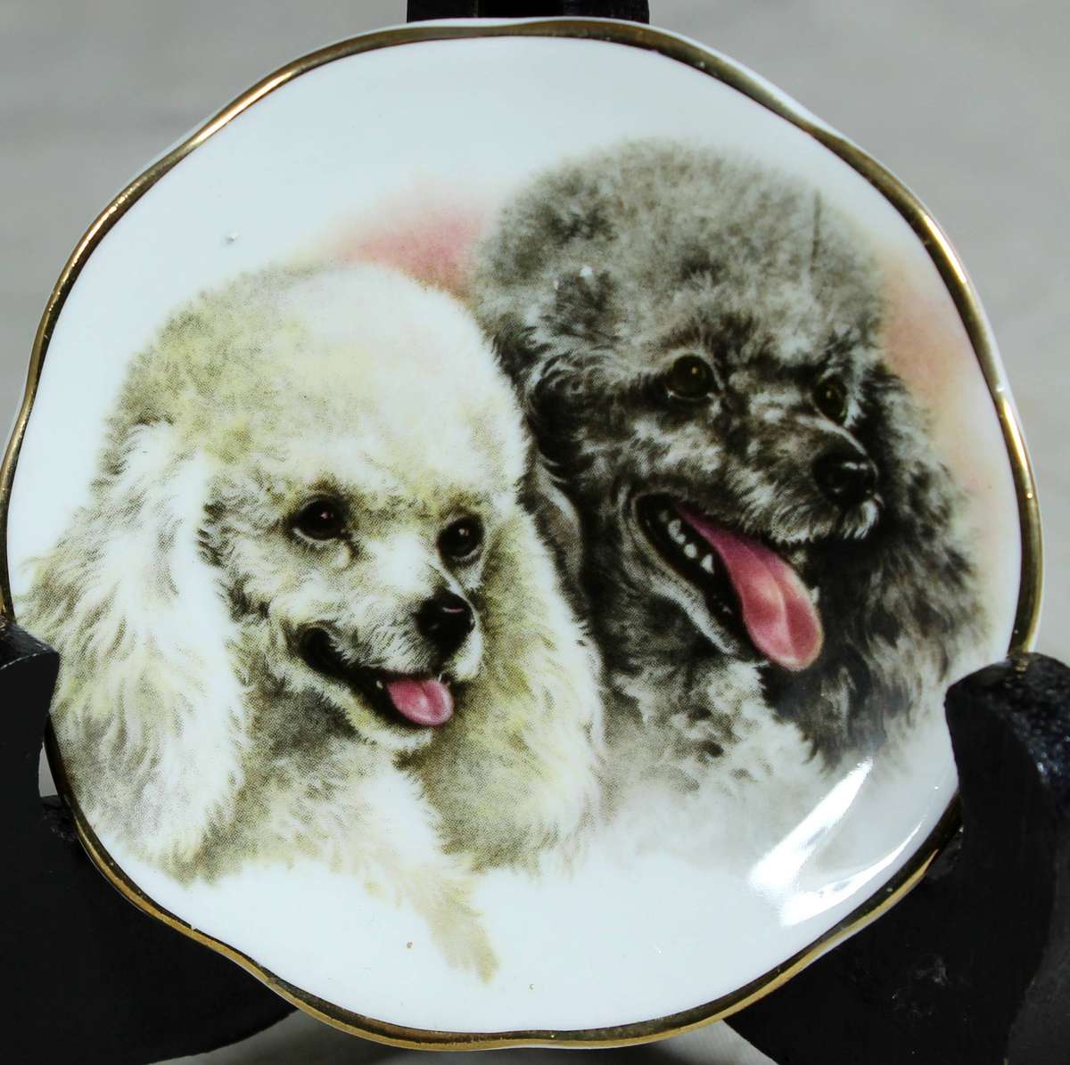 Small display plate - Fine bone China - Poodles
