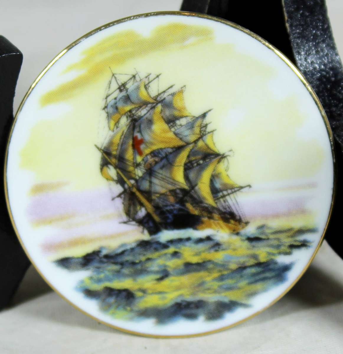 Miniature China display plate - Tall sailing ship