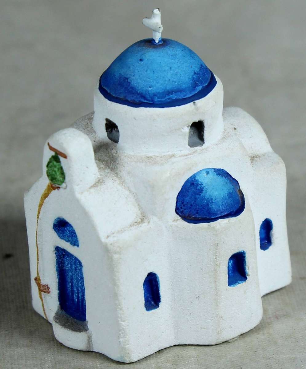 Miniature ceramic church of Santorini