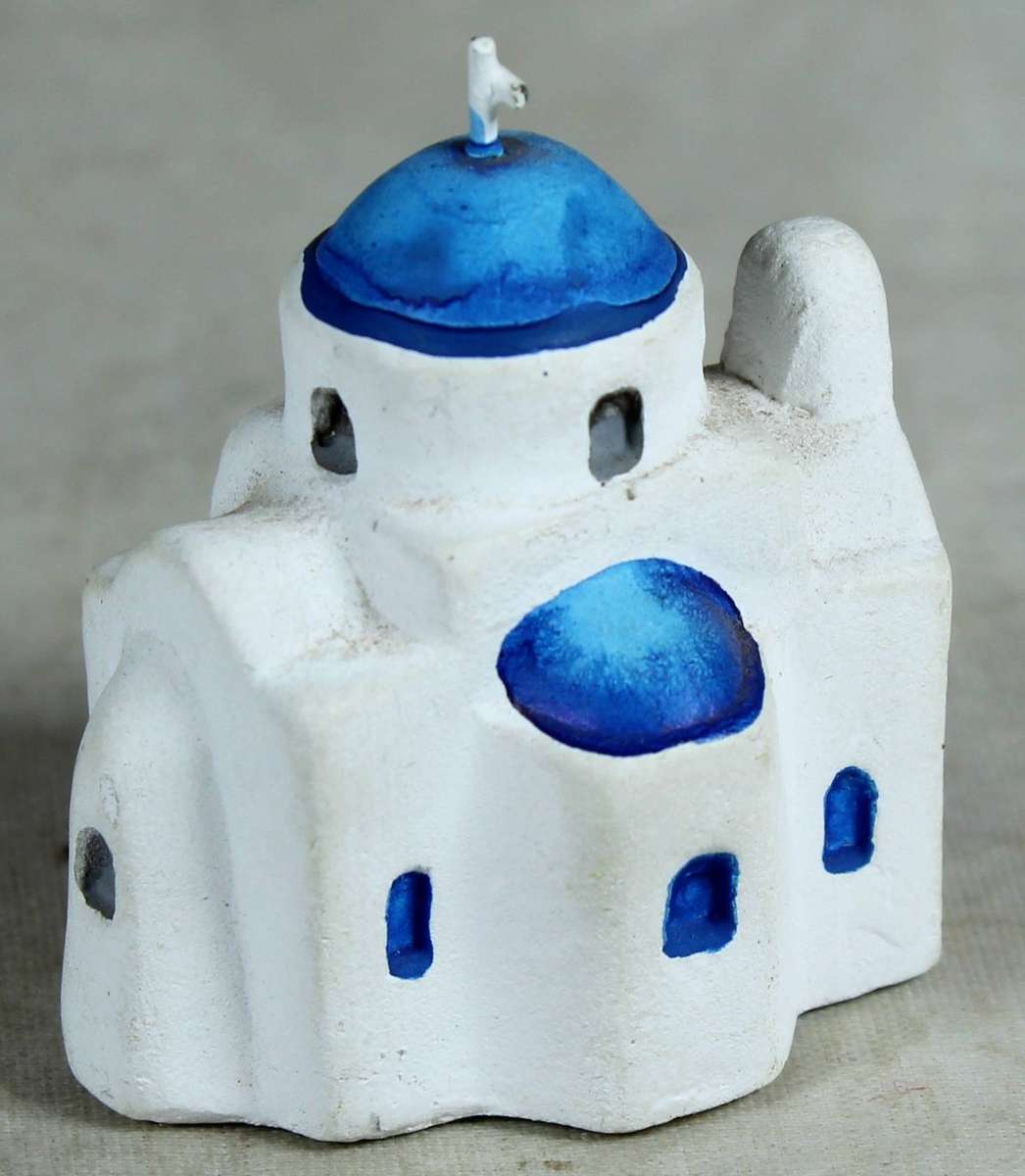 Miniature ceramic church of Santorini