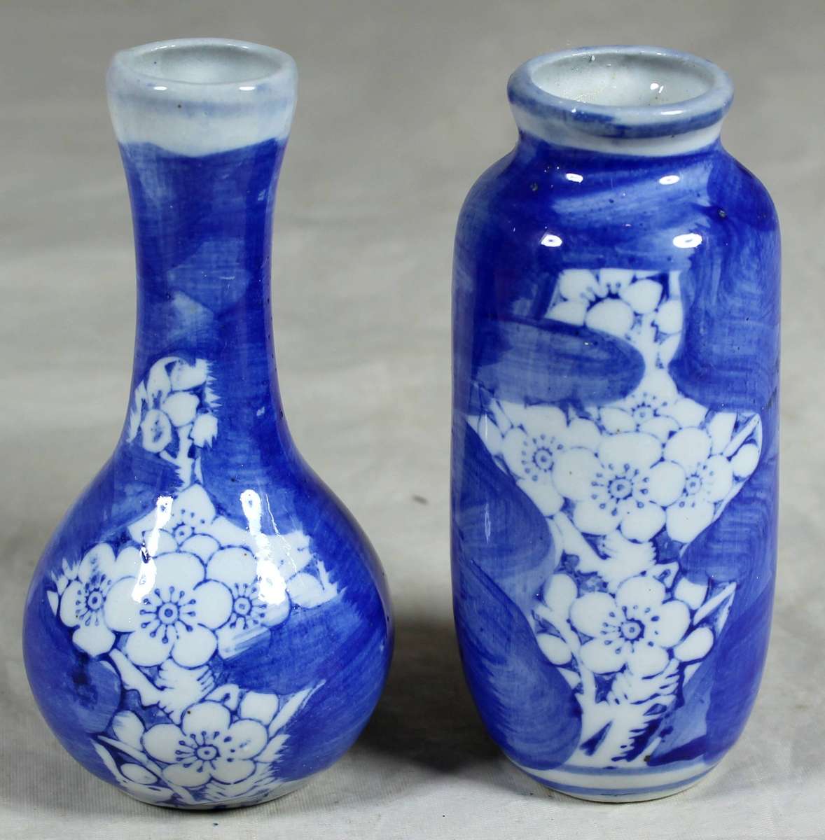 Pair of blue and white posy vases
