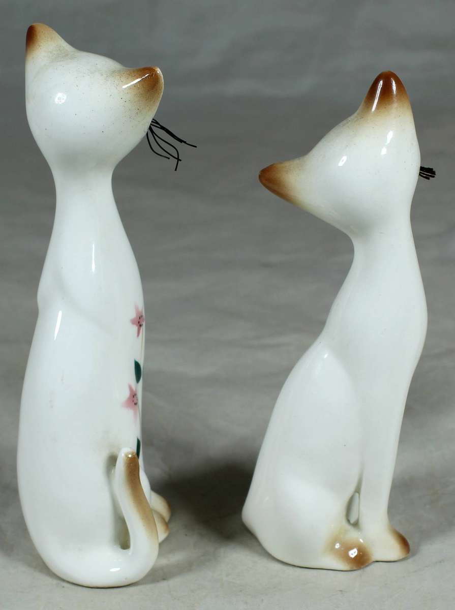 Pair of glazed ceramic cats