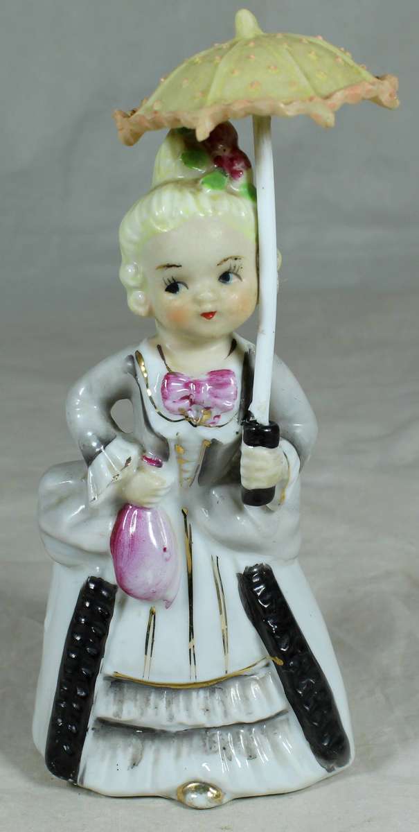 Ceramic girl in traditional dress with parasol