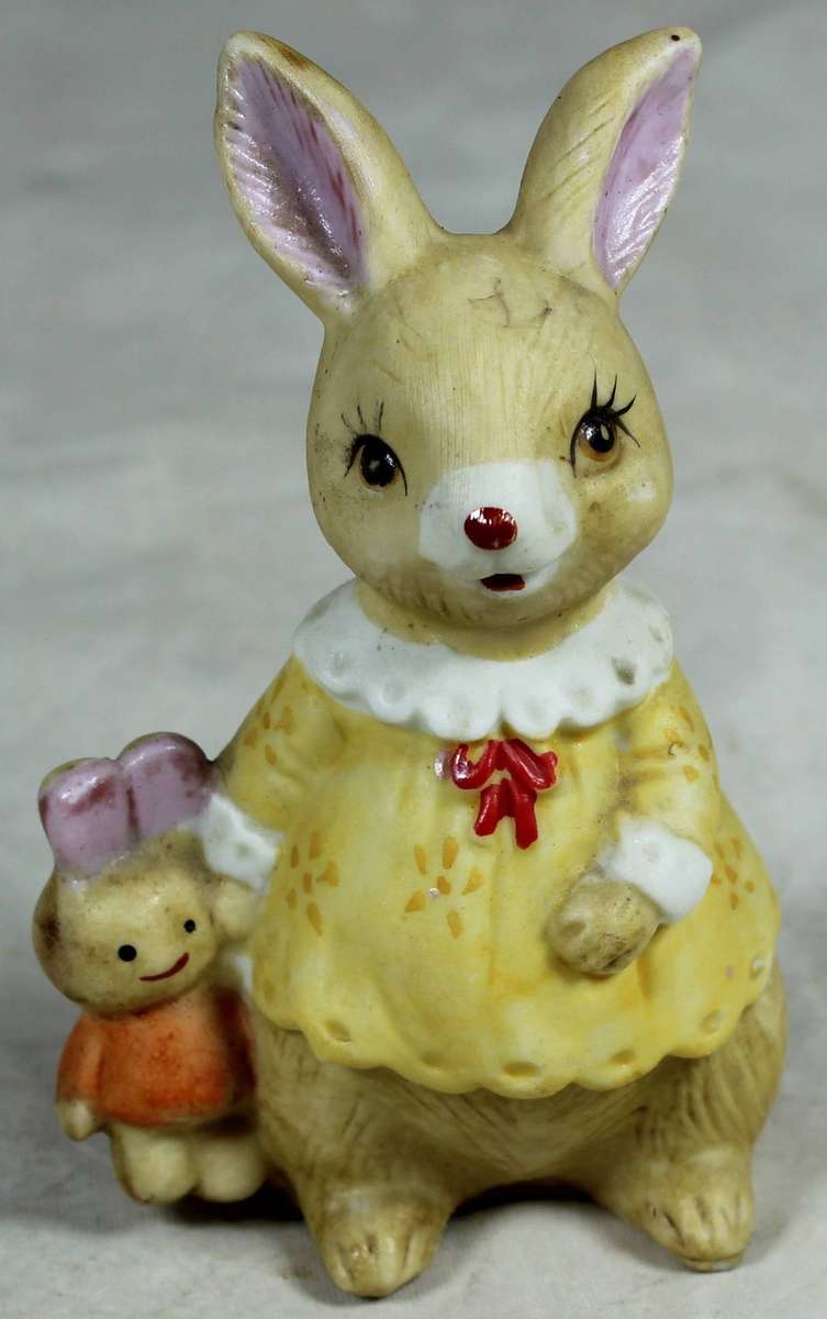 Ceramic figurine - Bunny with doll