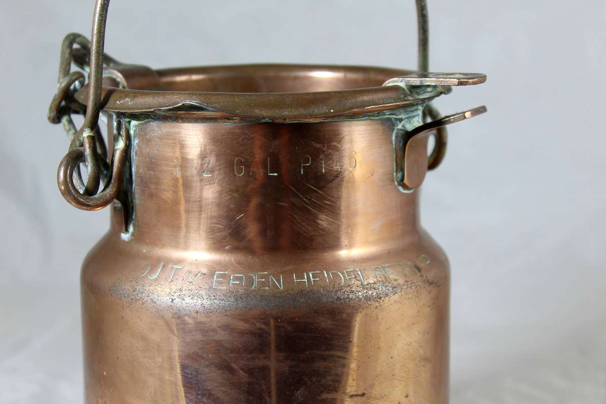 Copper milk can - JT van Eeden Heidelberg KP 2 gal