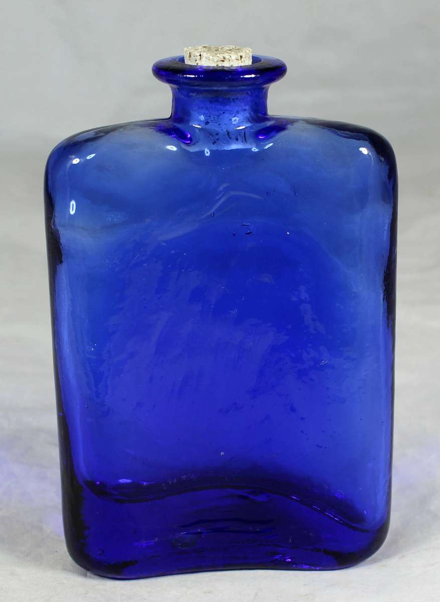 Blue flask type bottle