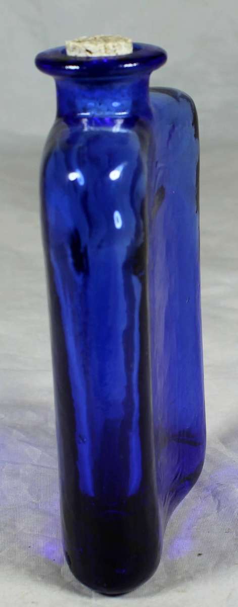 Blue flask type bottle