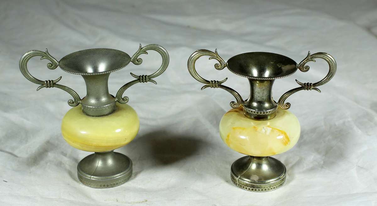 Pair of Onyx and brass vessels by Ewelco
