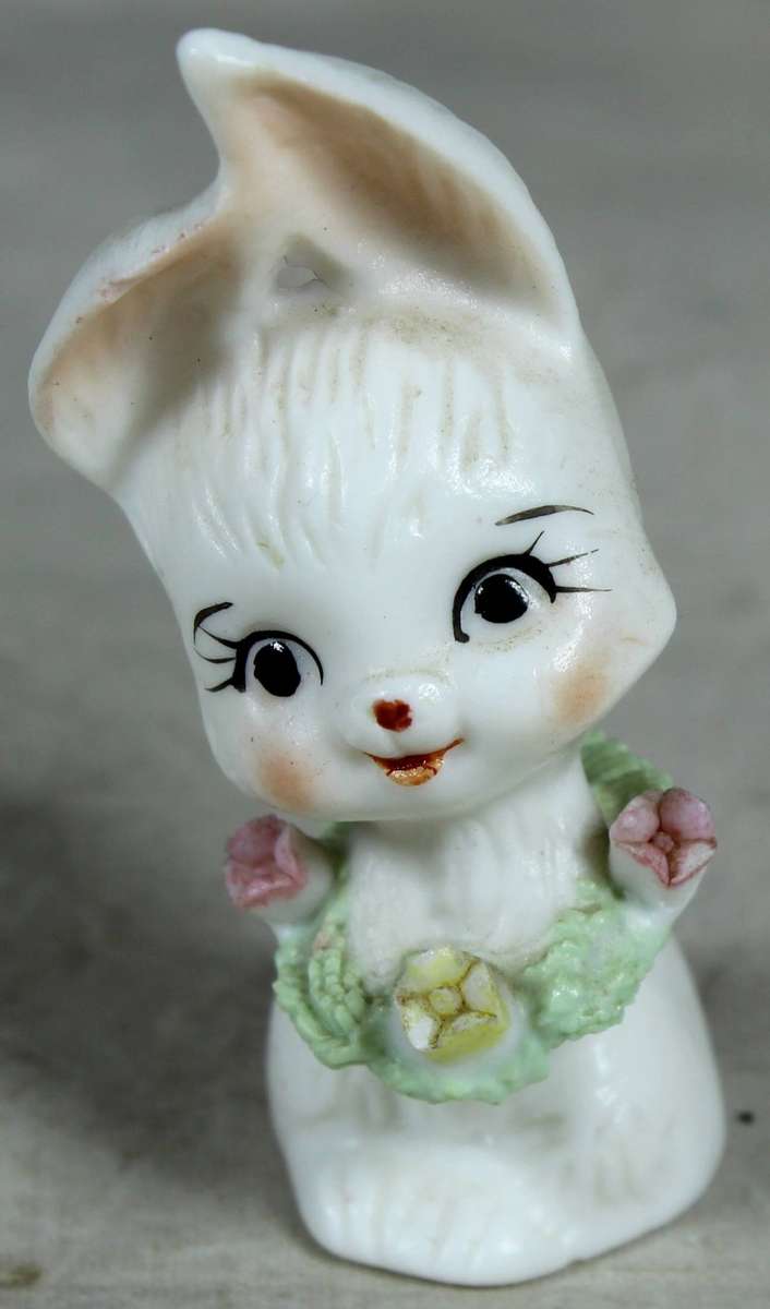 Miniature bunny with embossed flower dress