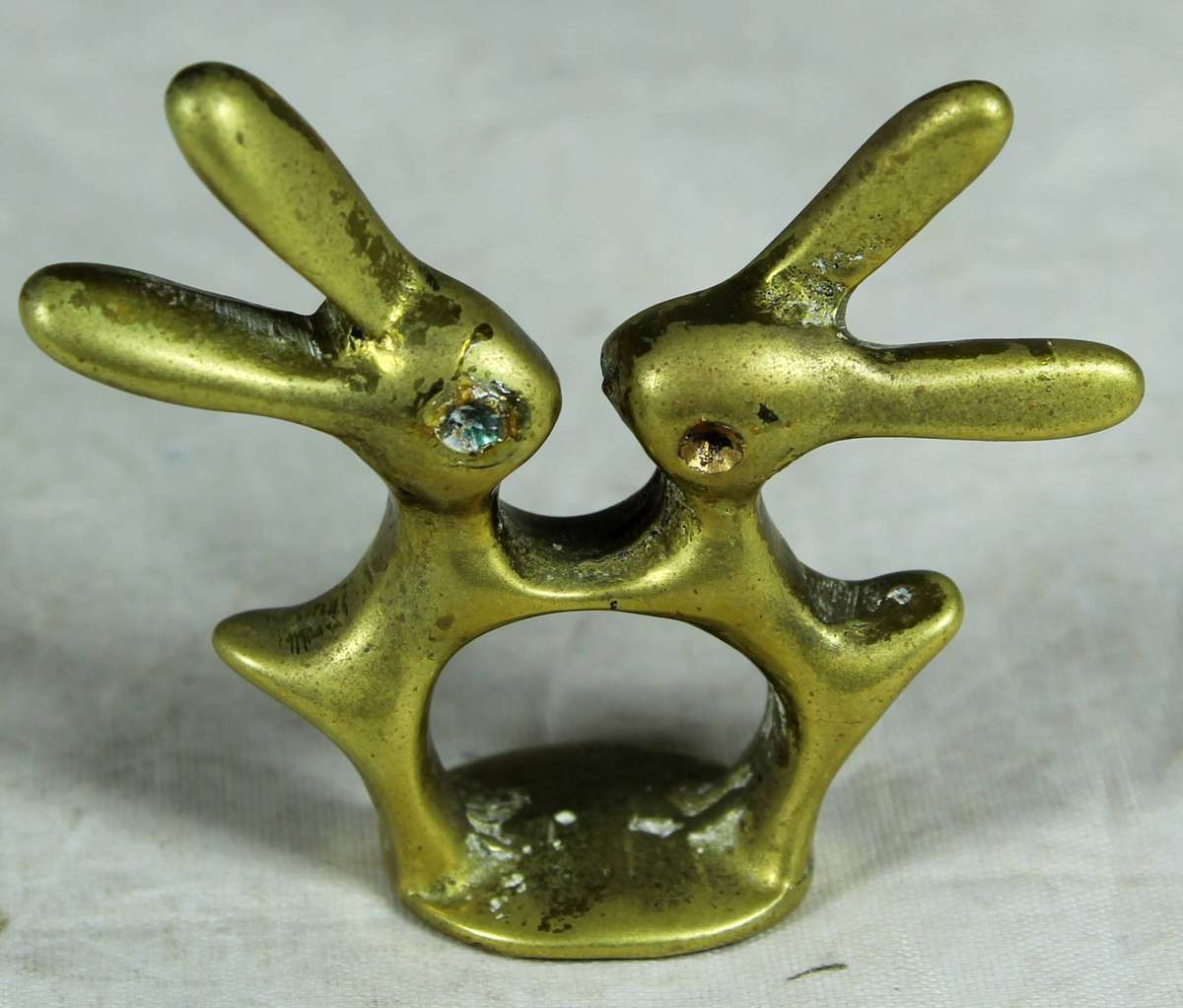 Miniature brass pair of bunnies