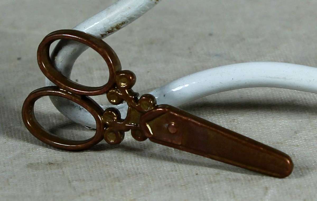 Miniature copper plated scissors
