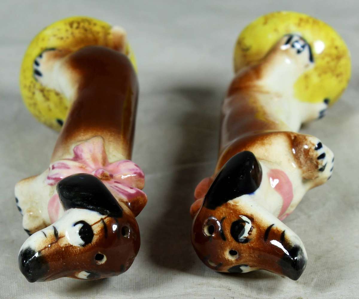 Character salt & pepper set - begging sausage dogs