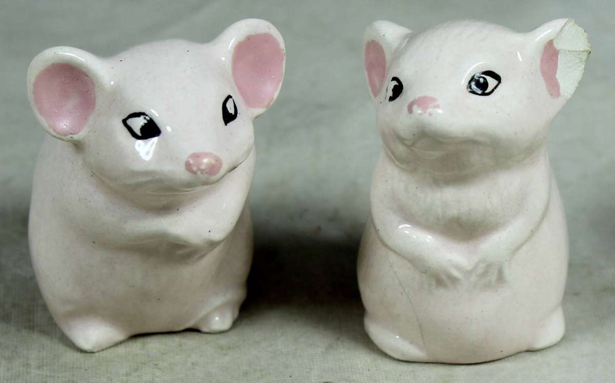 Pair of pink ceramic mice