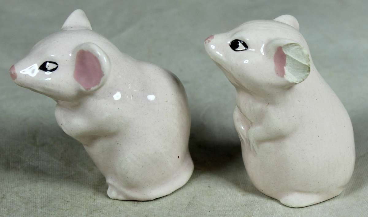 Pair of pink ceramic mice