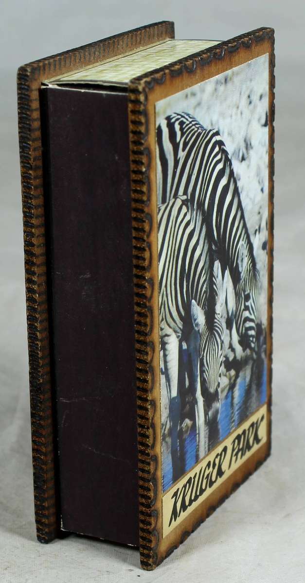 Kruger park match box holder with matches - zebra motif