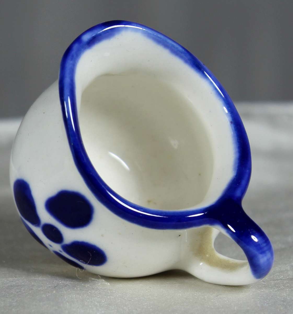 Miniature white & blue jug