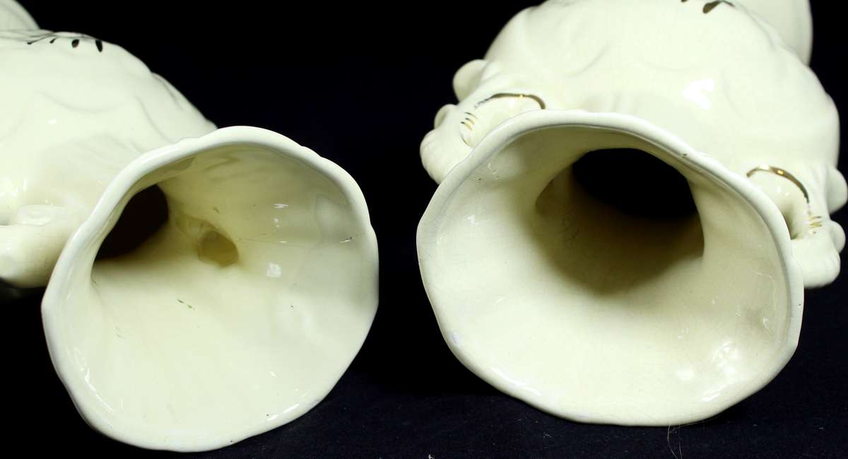 Pair of Creme & Gold Large Vases