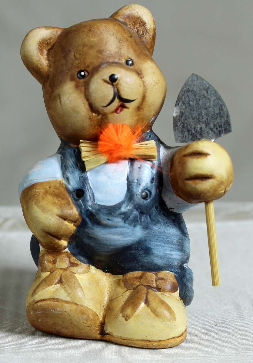 Farmer bear ornament with spade