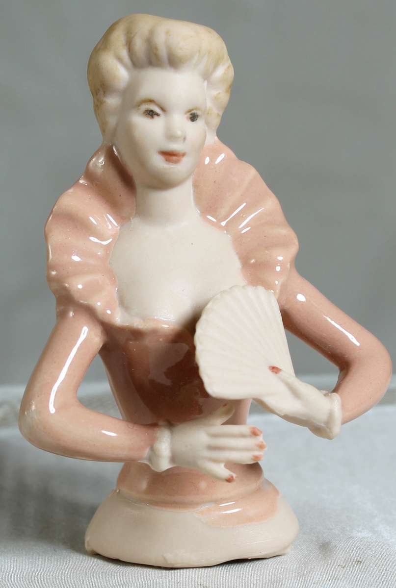 Vintage Porcelain Pin Cushion Half Doll With Fan