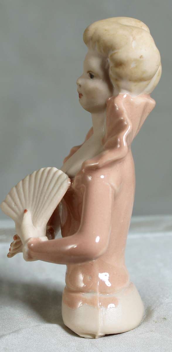 Vintage Porcelain Pin Cushion Half Doll With Fan