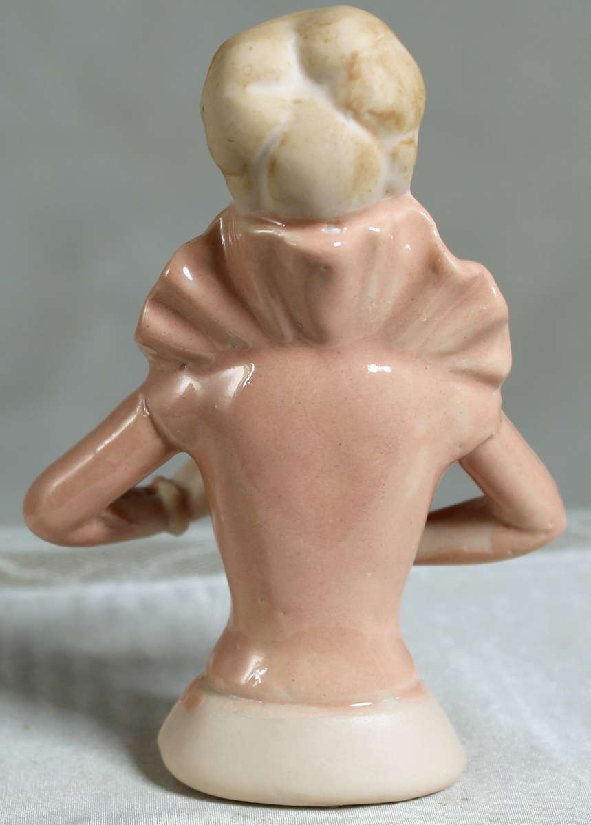 Vintage Porcelain Pin Cushion Half Doll With Fan