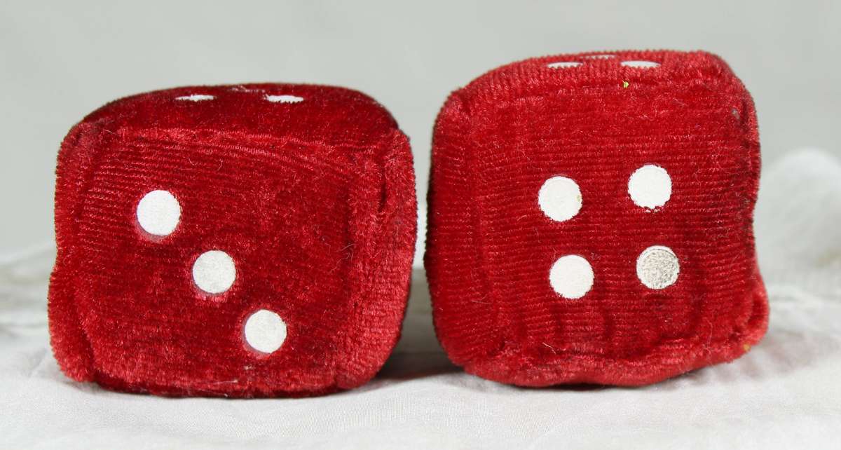 Pair of fluffy red dice