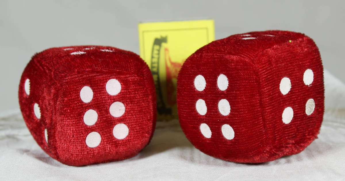 Pair of fluffy red dice