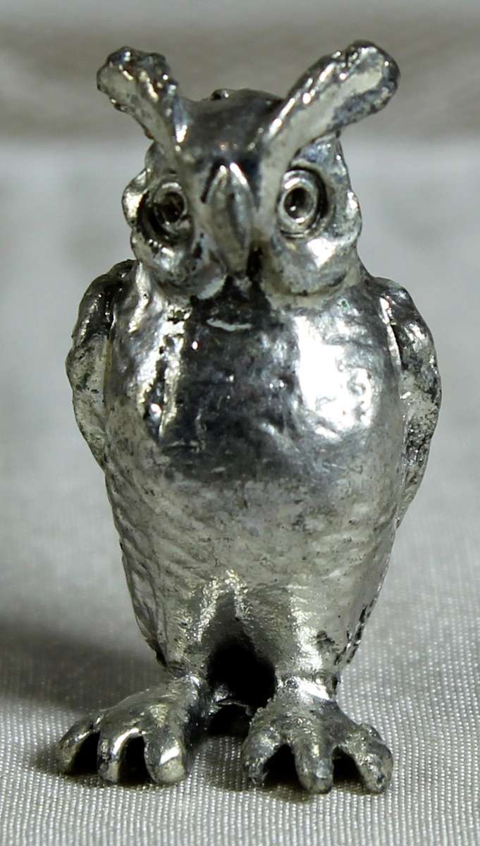 Miniature owl - silver - lead filled