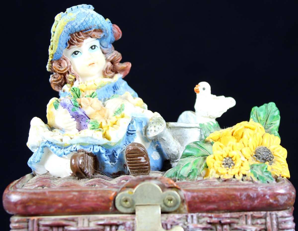Girl with dove money box