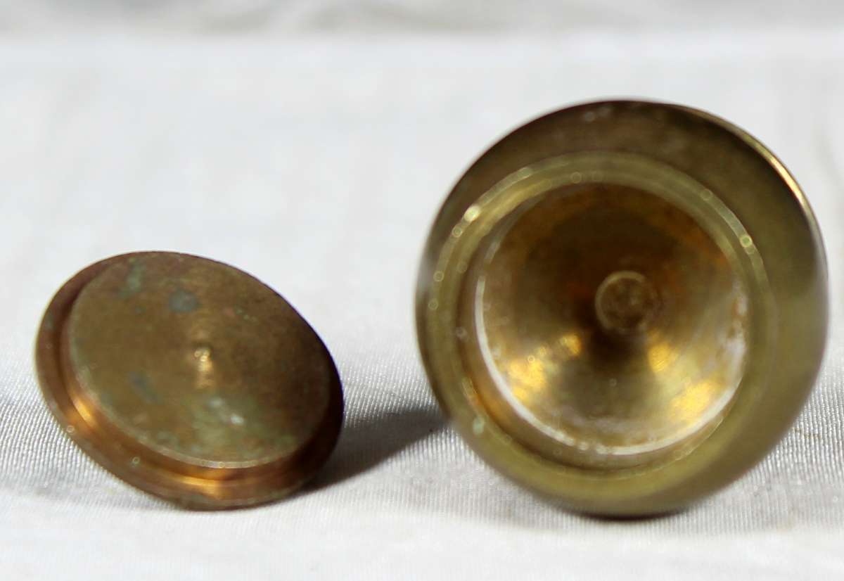 Miniature brass lidded pot