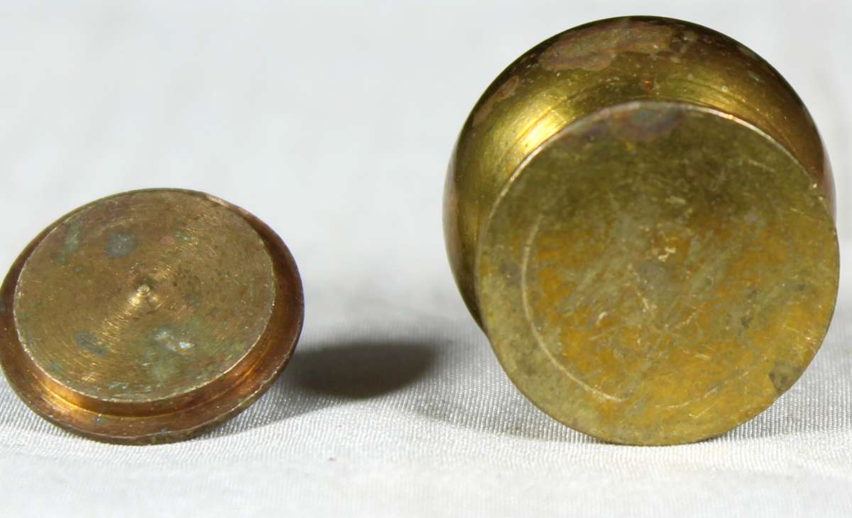 Miniature brass lidded pot