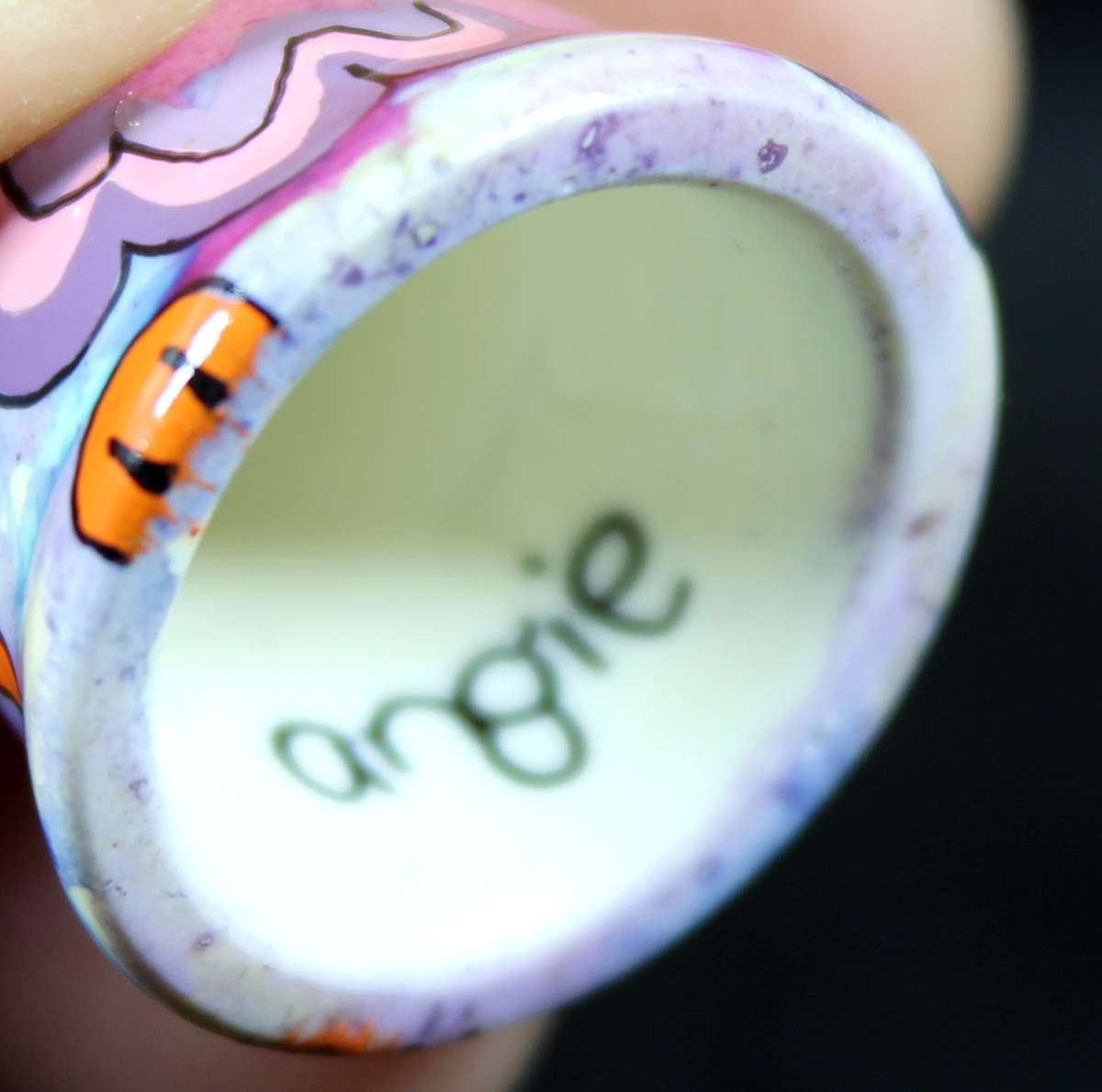 Hand Painted Thimble - Angie - Sad Bird