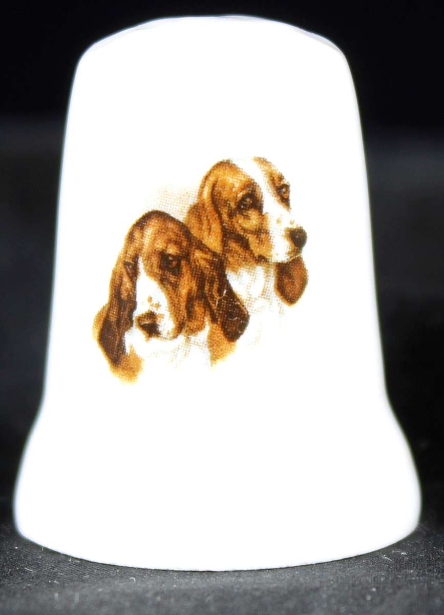 Porcelain Thimble - Pair of Spaniels