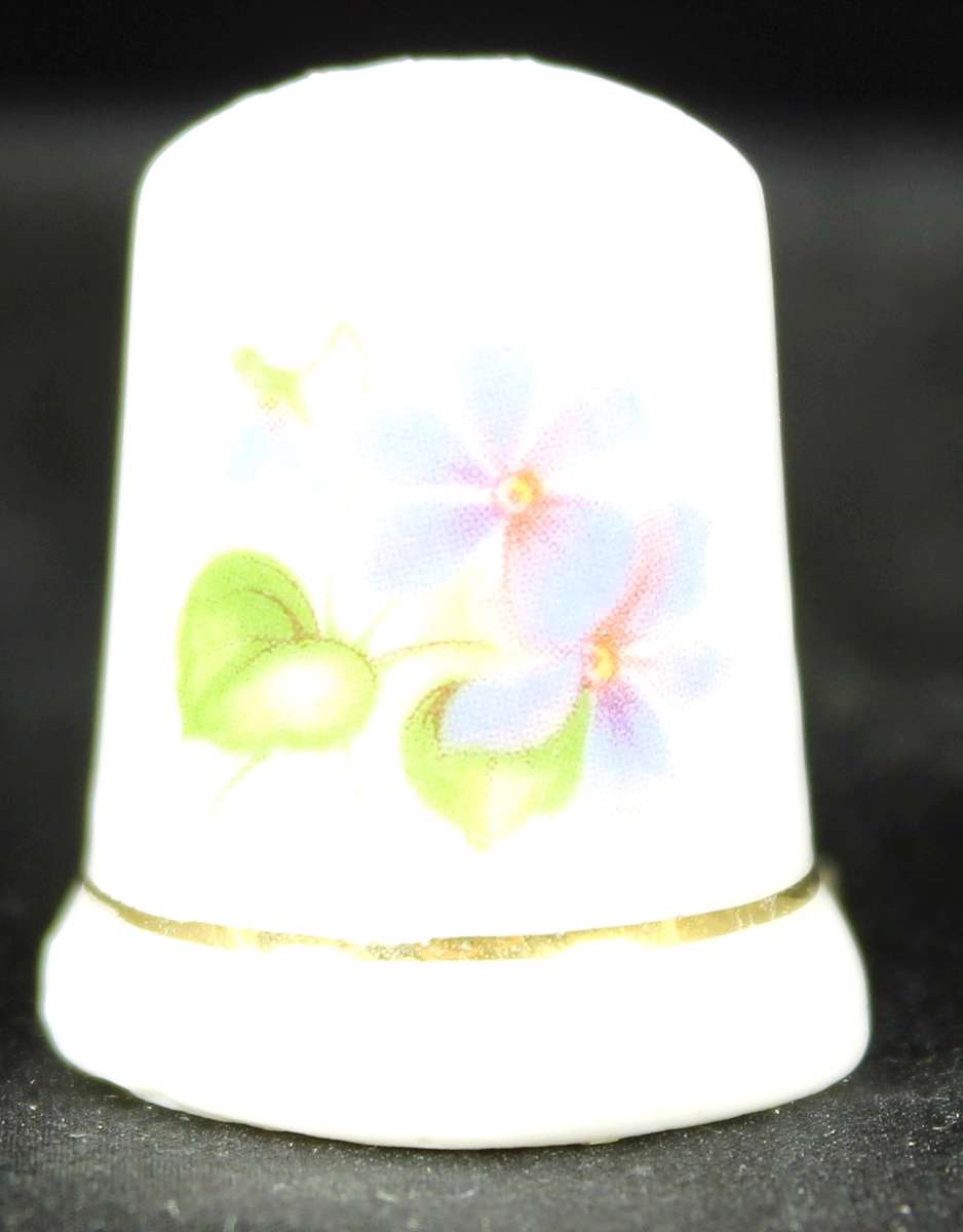 Porcelain Thimble - Purple Flowers