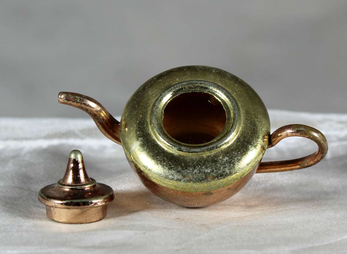 Miniature brass and copper teapot