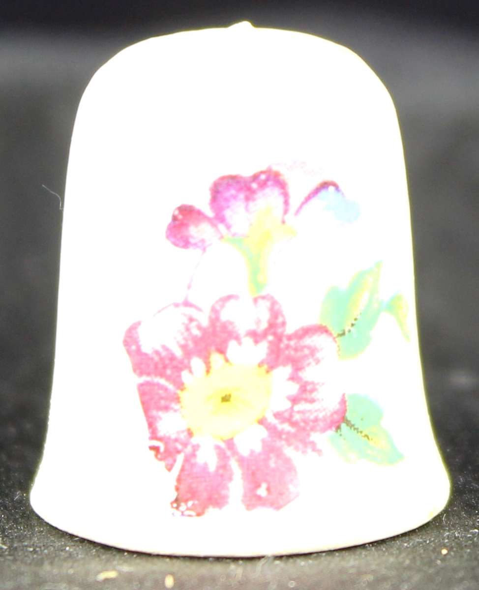Porcelain Thimble - Purple/ Pink Flowers