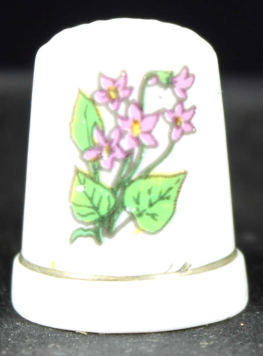 Porcelain Thimble - Purple Flowers