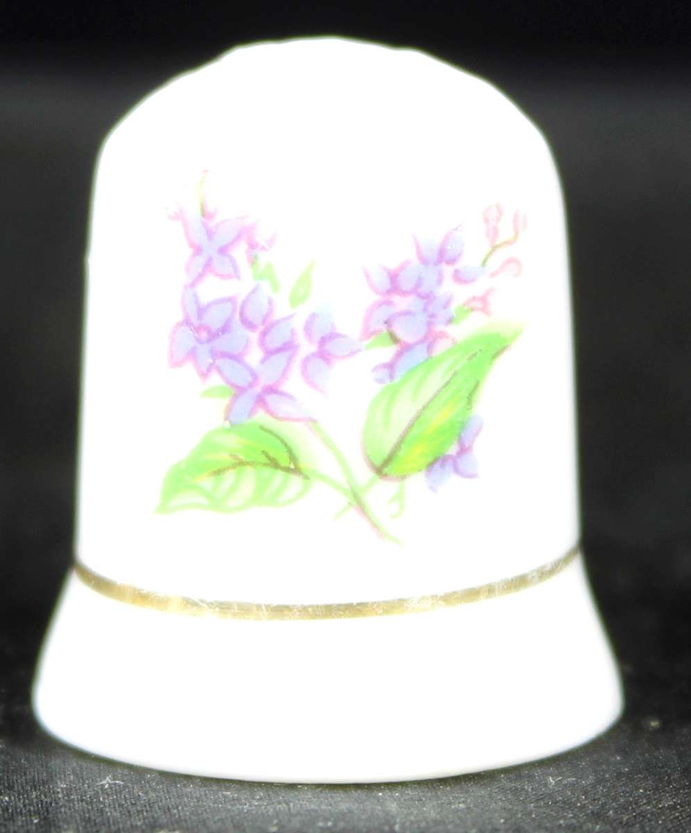 Porcelain Thimble - Purple Flowers