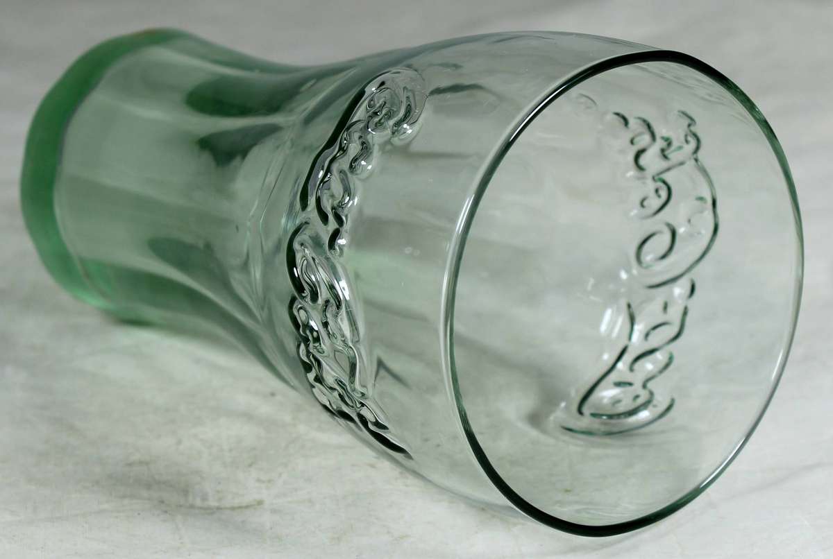 Coca-Cola glass tumbler - green with embossed logo
