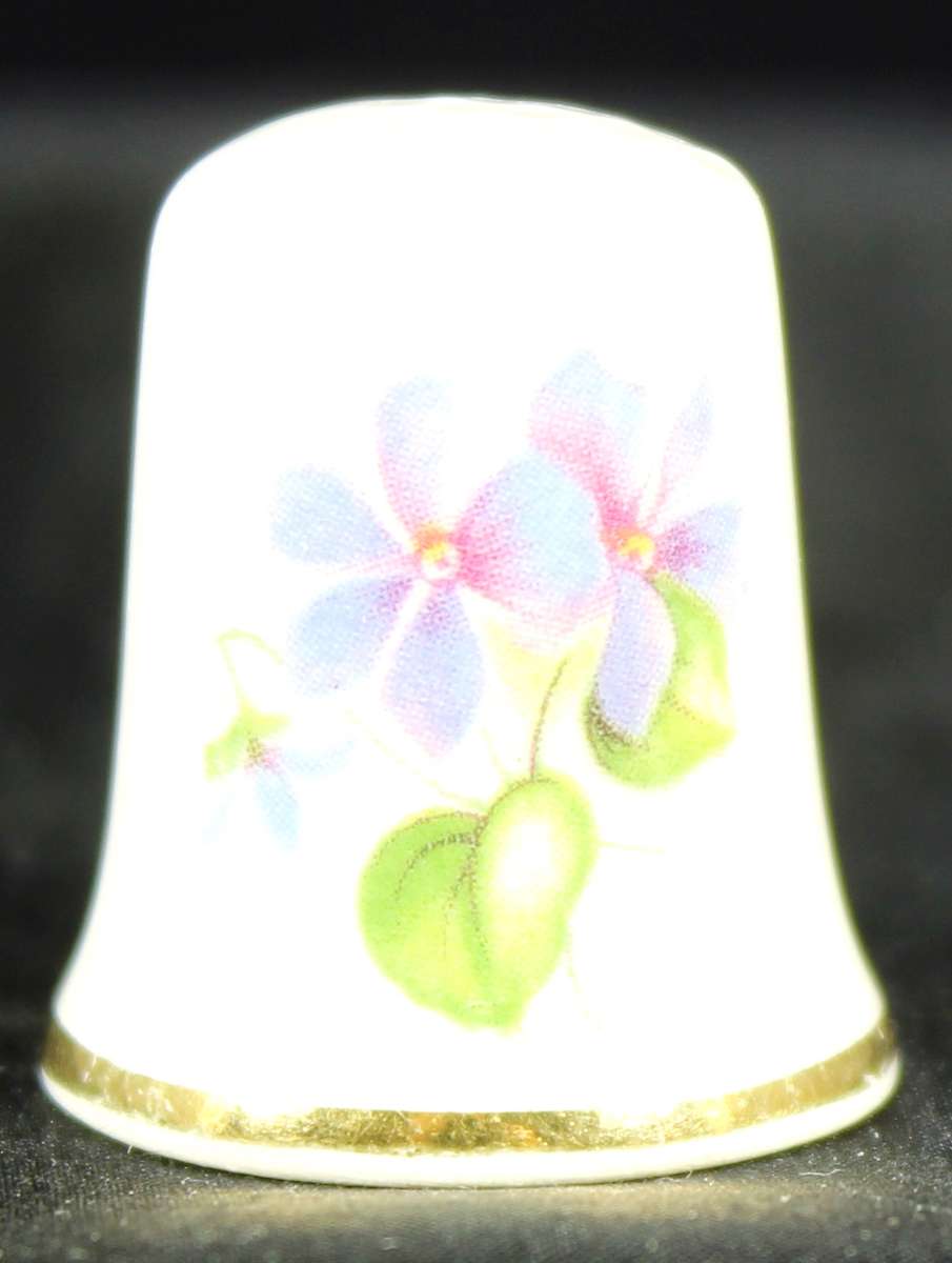 Porcelain Thimble - Masons - Pink & Purple Flowers