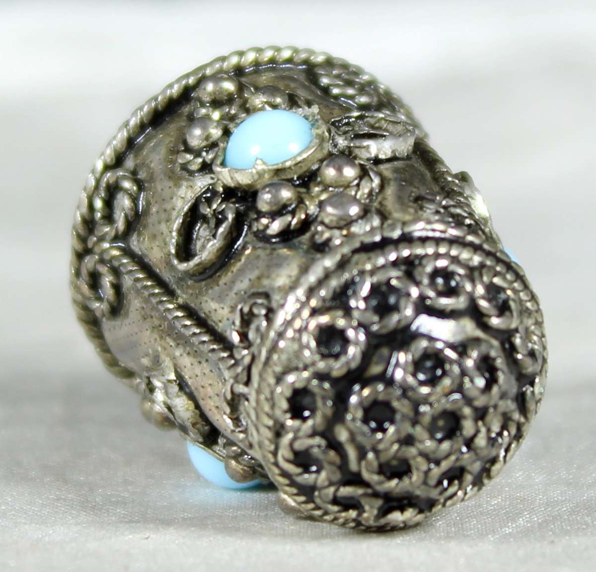 Metal Thimble - Embossing and Semi Precious Stones