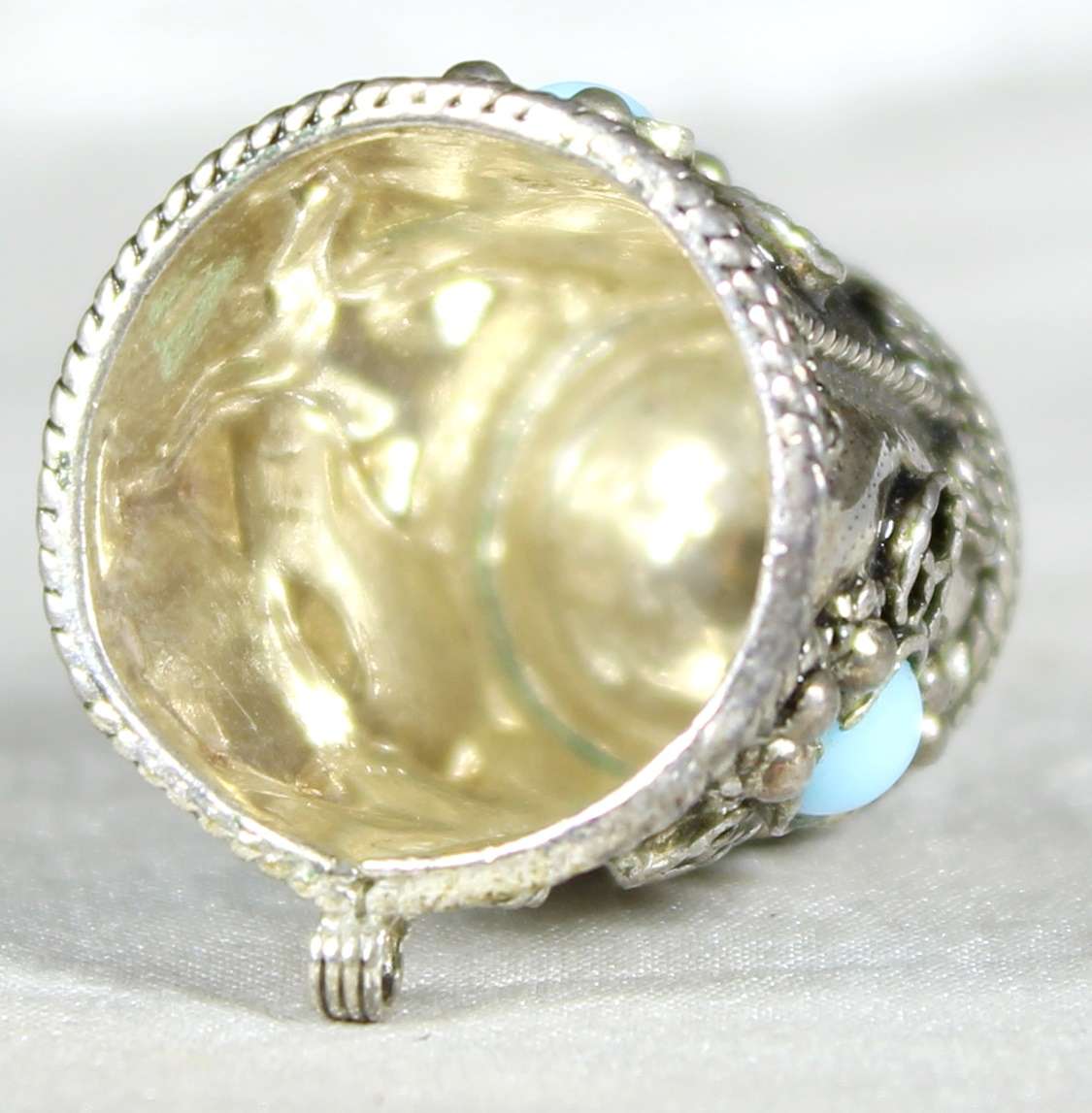 Metal Thimble - Embossing and Semi Precious Stones