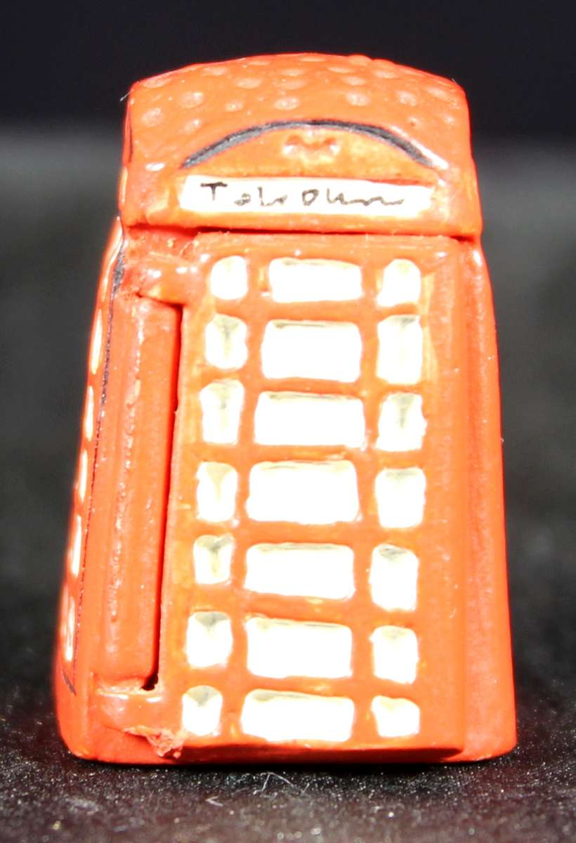 Metal Thimble - English Red Telephone Booth with Opening Door