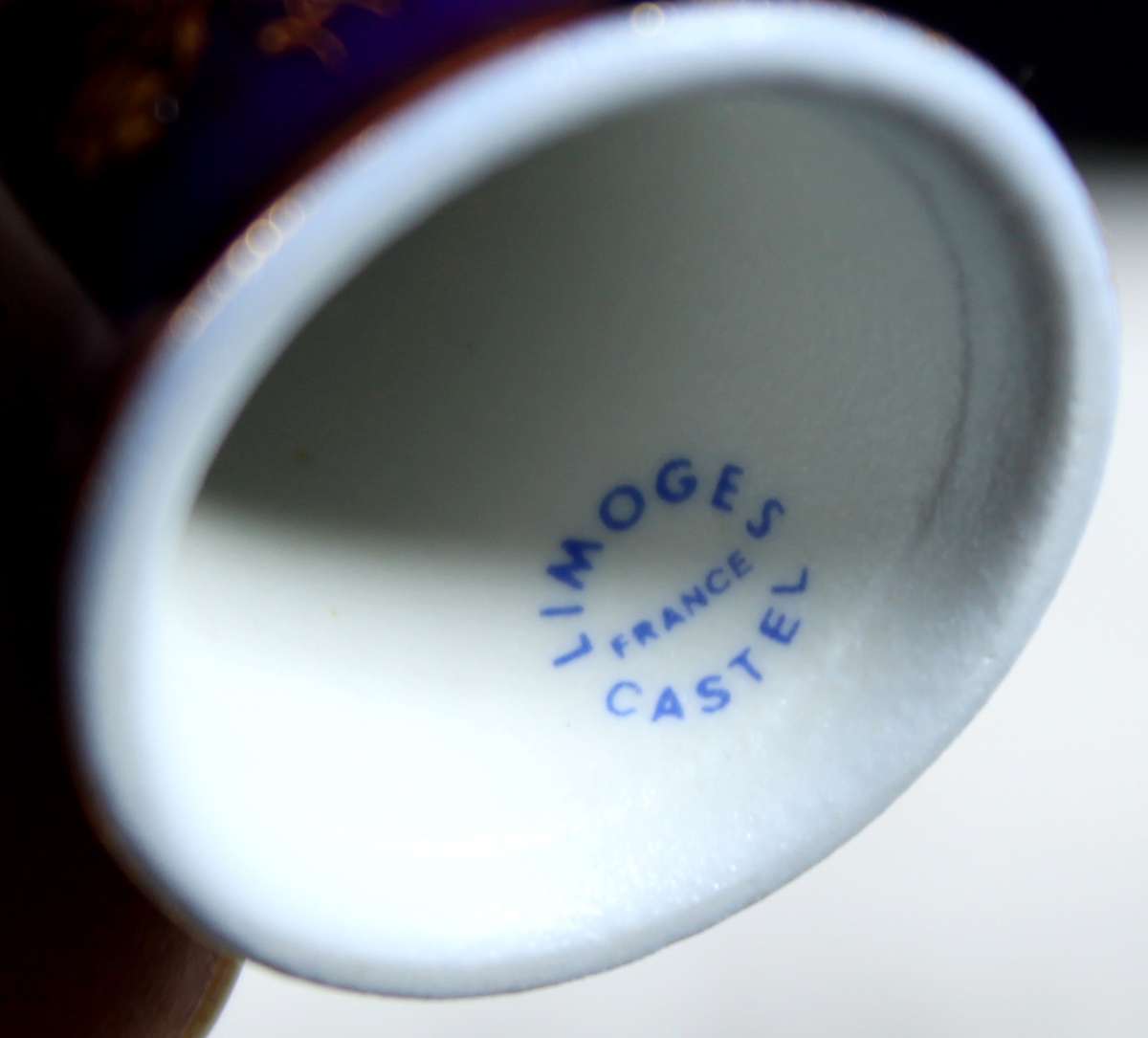 Porcelain Thimble - Limoges Blue - Flowers