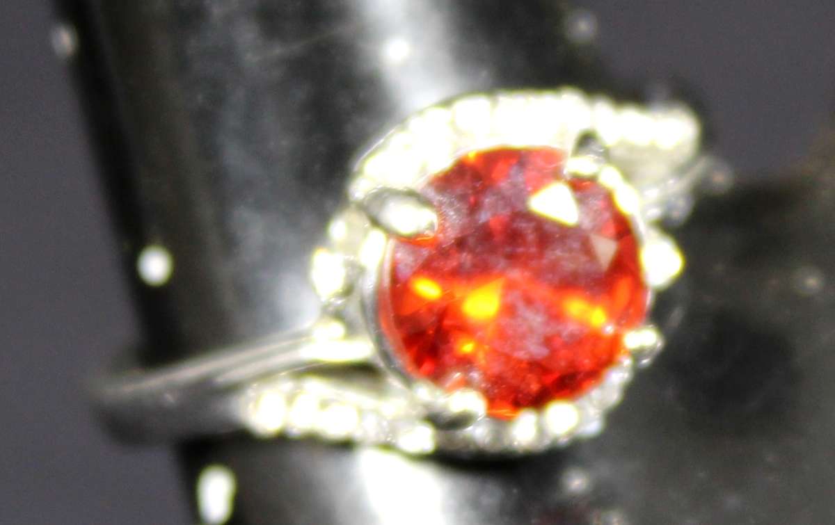 Costume jewelry - red stone with diamante ring