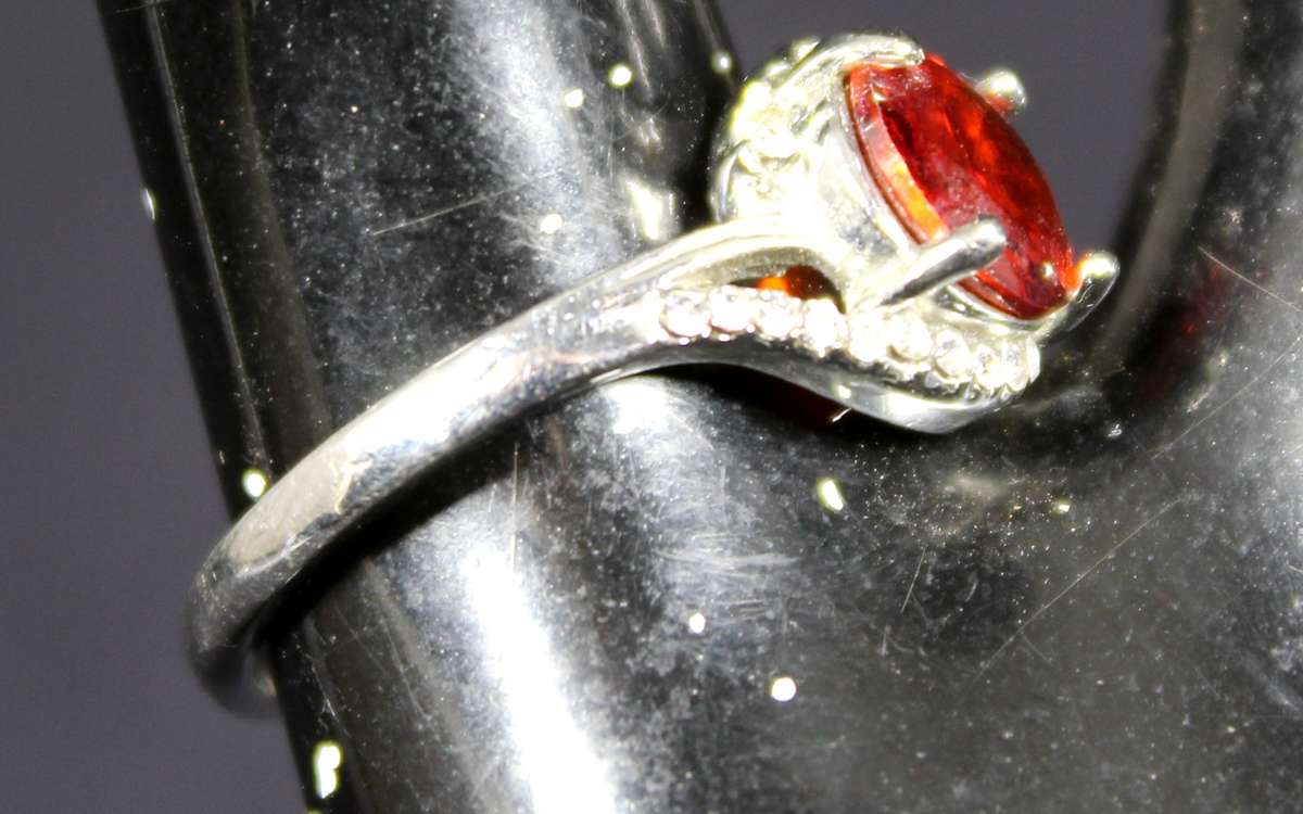 Costume jewelry - red stone with diamante ring