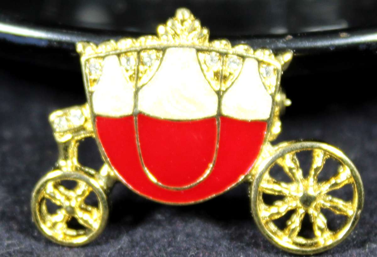 Costume jewelry - coach with enamel and diamante brooch