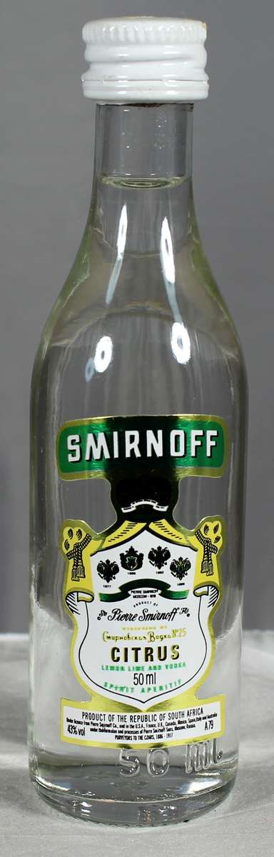 Mini Liquor Bottle - Smirnoff - Citrus vodka