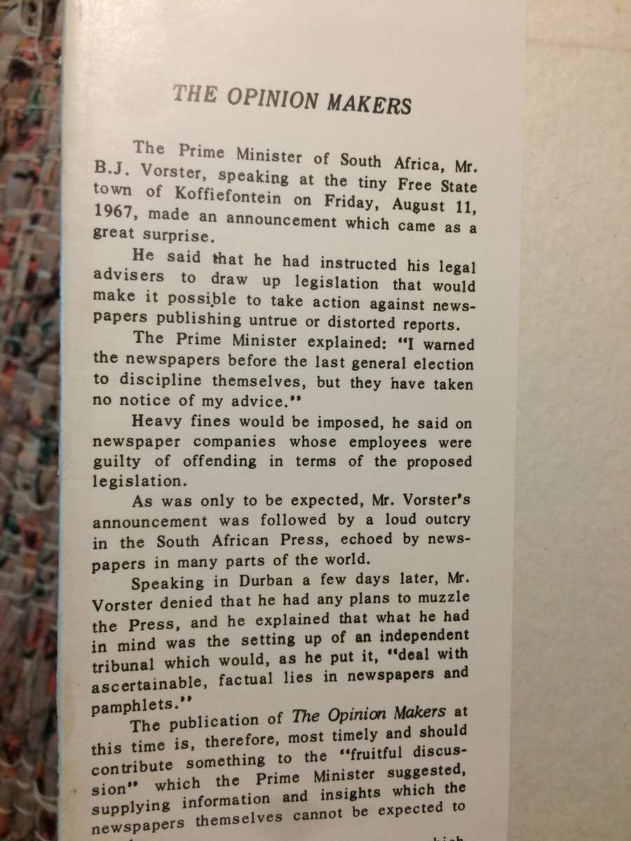The Opinion Makers - Ivor Benson (1967 1st Edition Hardcover)