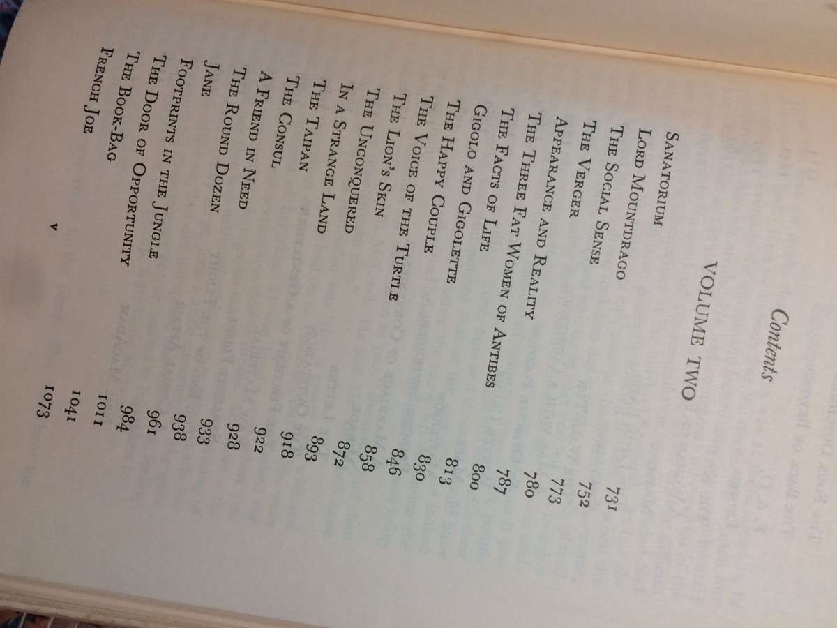 The World Over: The Collected Stories, Volume Two - W Somerset Maugham (1954 Hardcover)